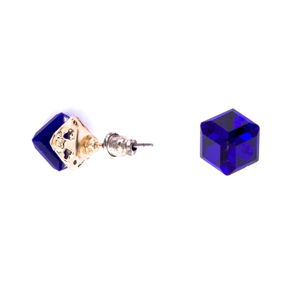 Vibrant Blue Cube Earrings - Picture 1 of 1